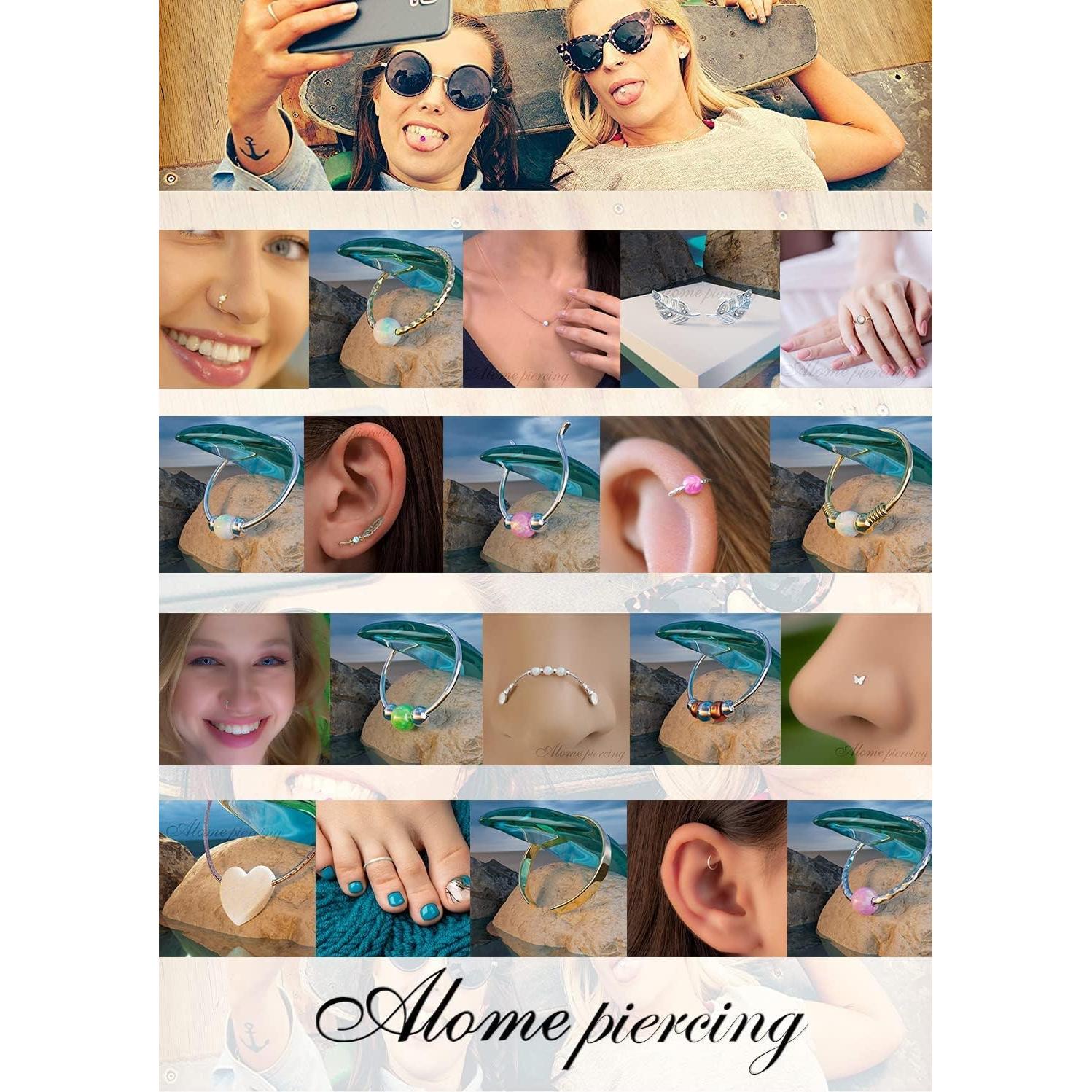 Anillo de Nariz Ópalo Rosa Dorado para Mujeres