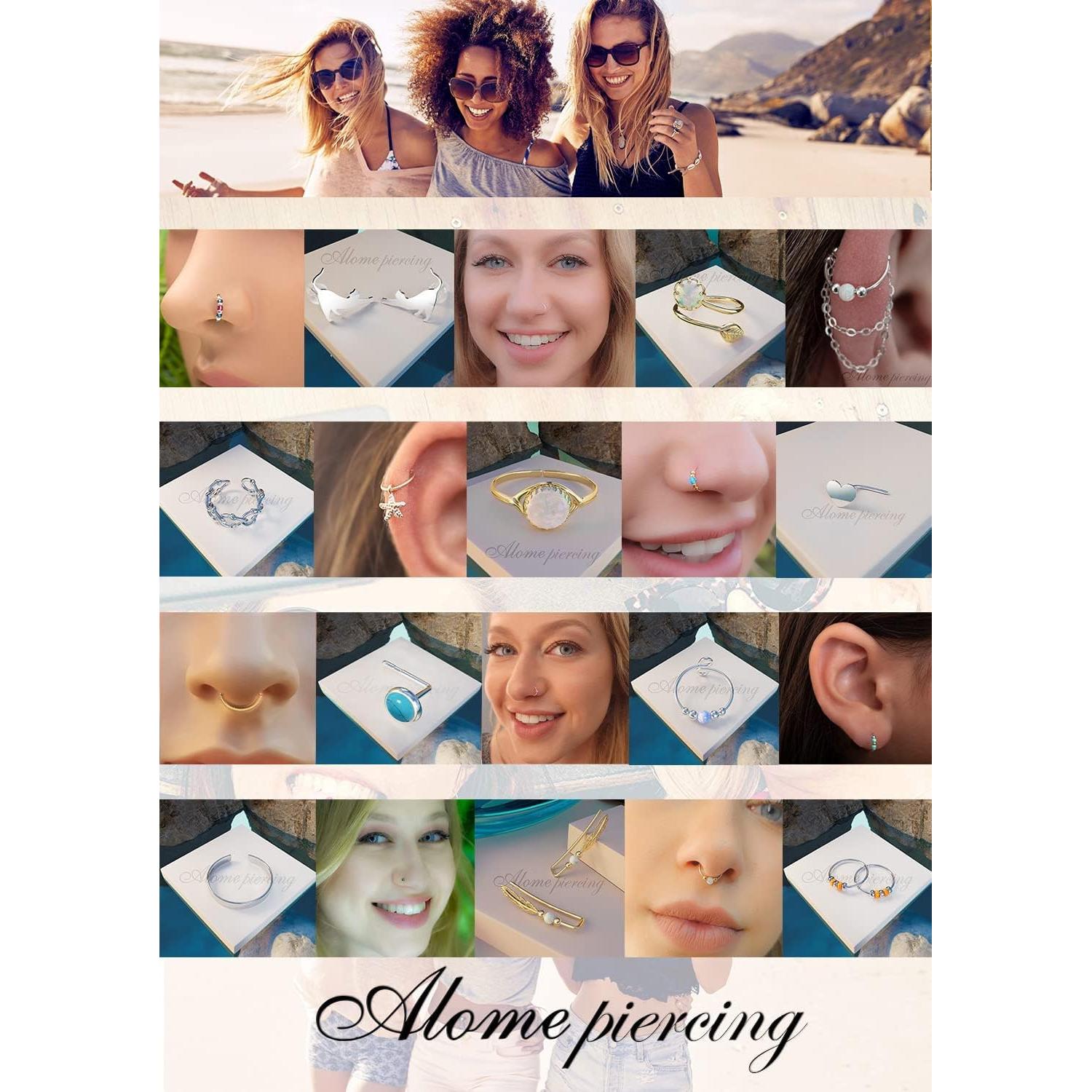 Anillo de Nariz Ópalo Rosa Dorado para Mujeres