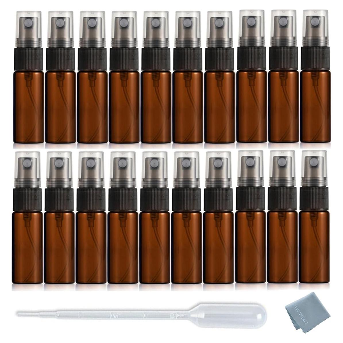 20 Botellas Vacías Ámbar 5ml Elfenstall con Pipeta y Paño