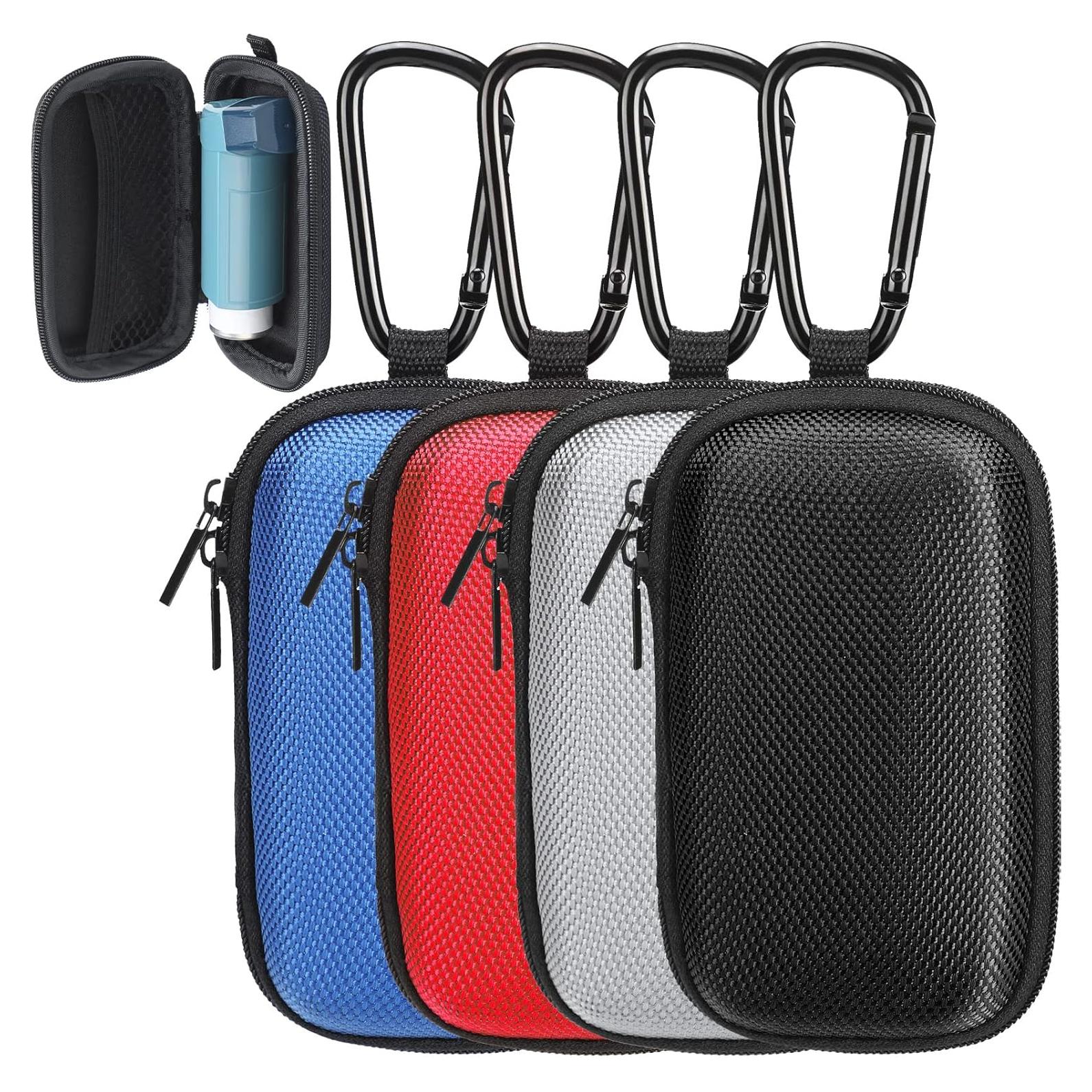 Estuche Duro para Inhalador Woanger 4 Pcs Negro Rojo Azul Plateado