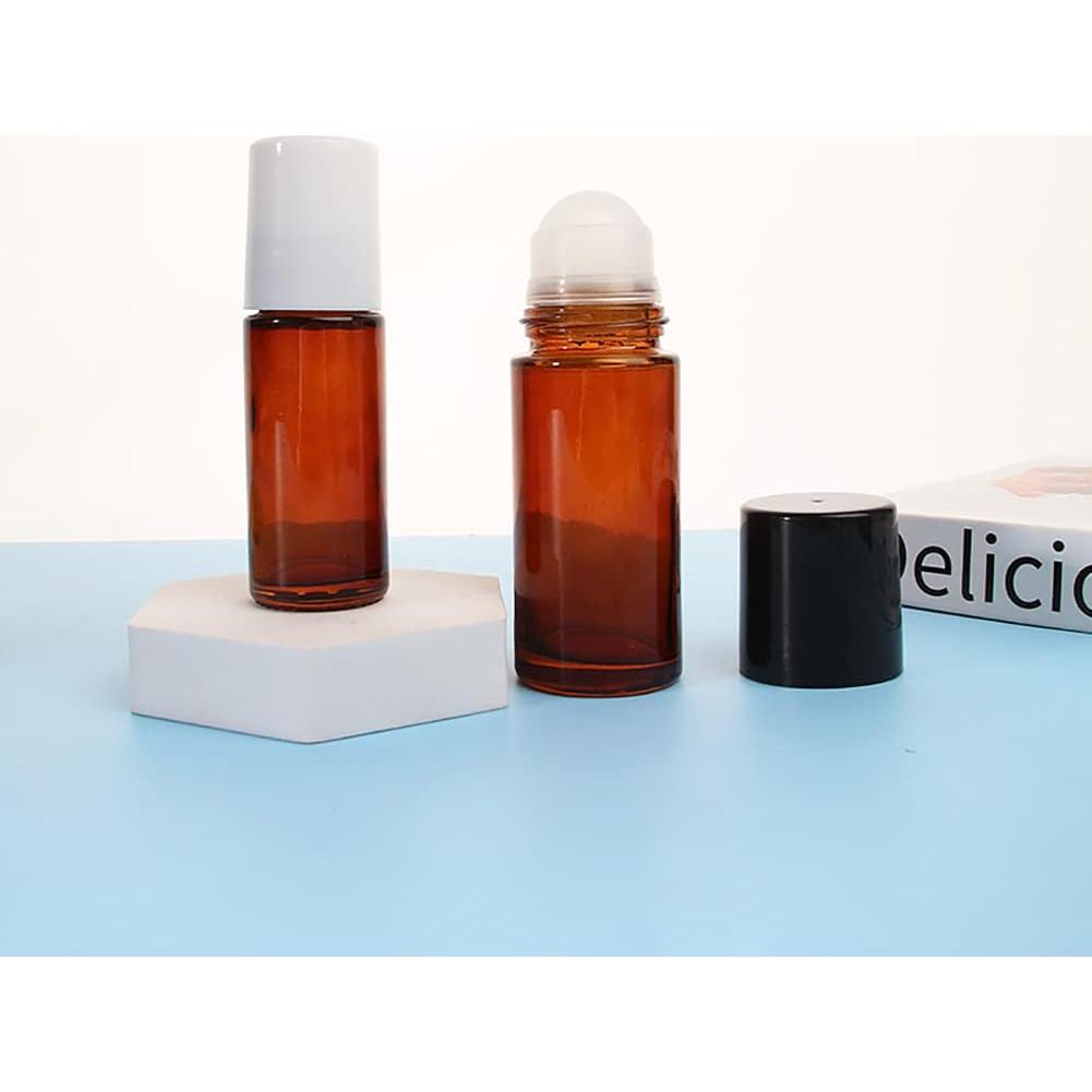 4 Botellas de Vidrio 50ml con Rodillo ccHuDE para Aceites