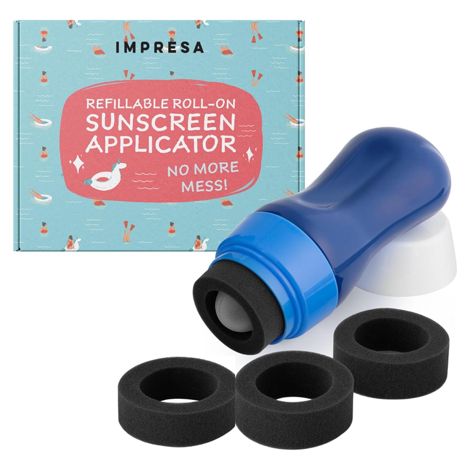 Aplicador de Protector Solar Recargable IMPRESA 177 ml con Esponjas