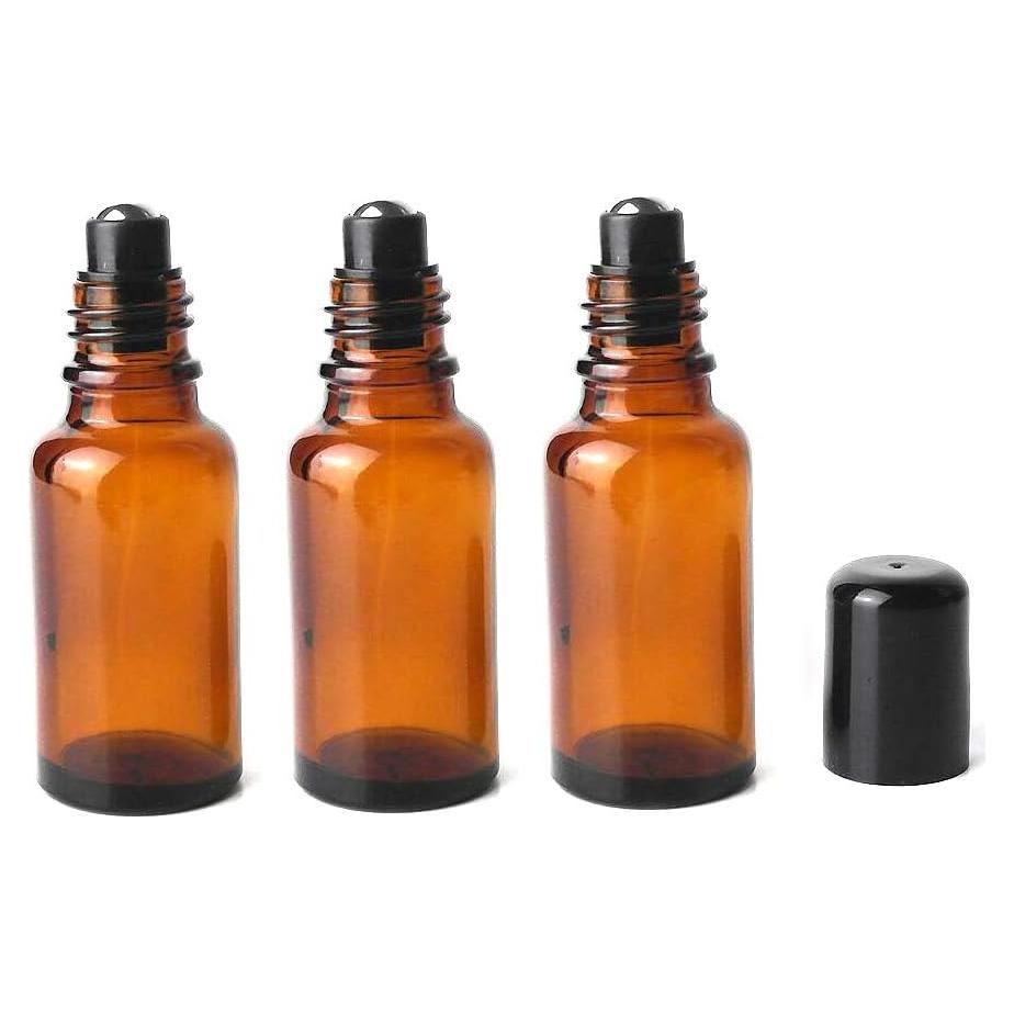 3 Botellas de Vidrio Ámbar 20ml con Bola de Acero Inoxidable