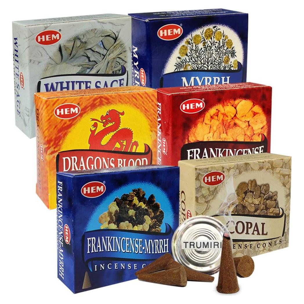 Conjunto de Incienso Hem con Soporte - 60 Conos Aromáticos
