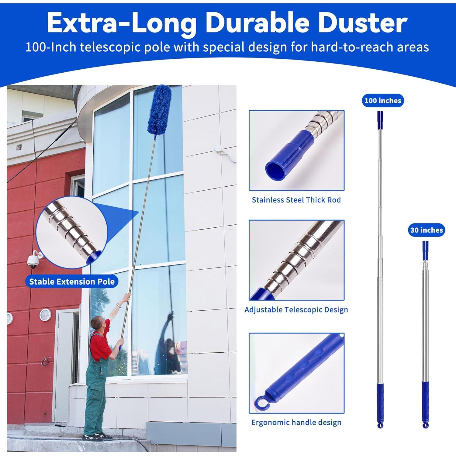 Kit de Plumeros 5 en 1 Finevoy con Palo Extensible Azul