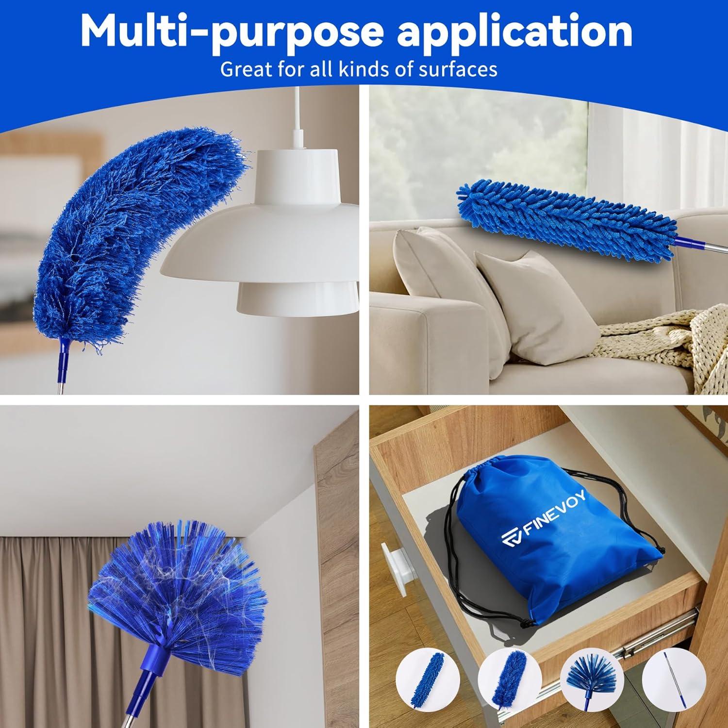 Kit de Plumeros 5 en 1 Finevoy con Palo Extensible Azul