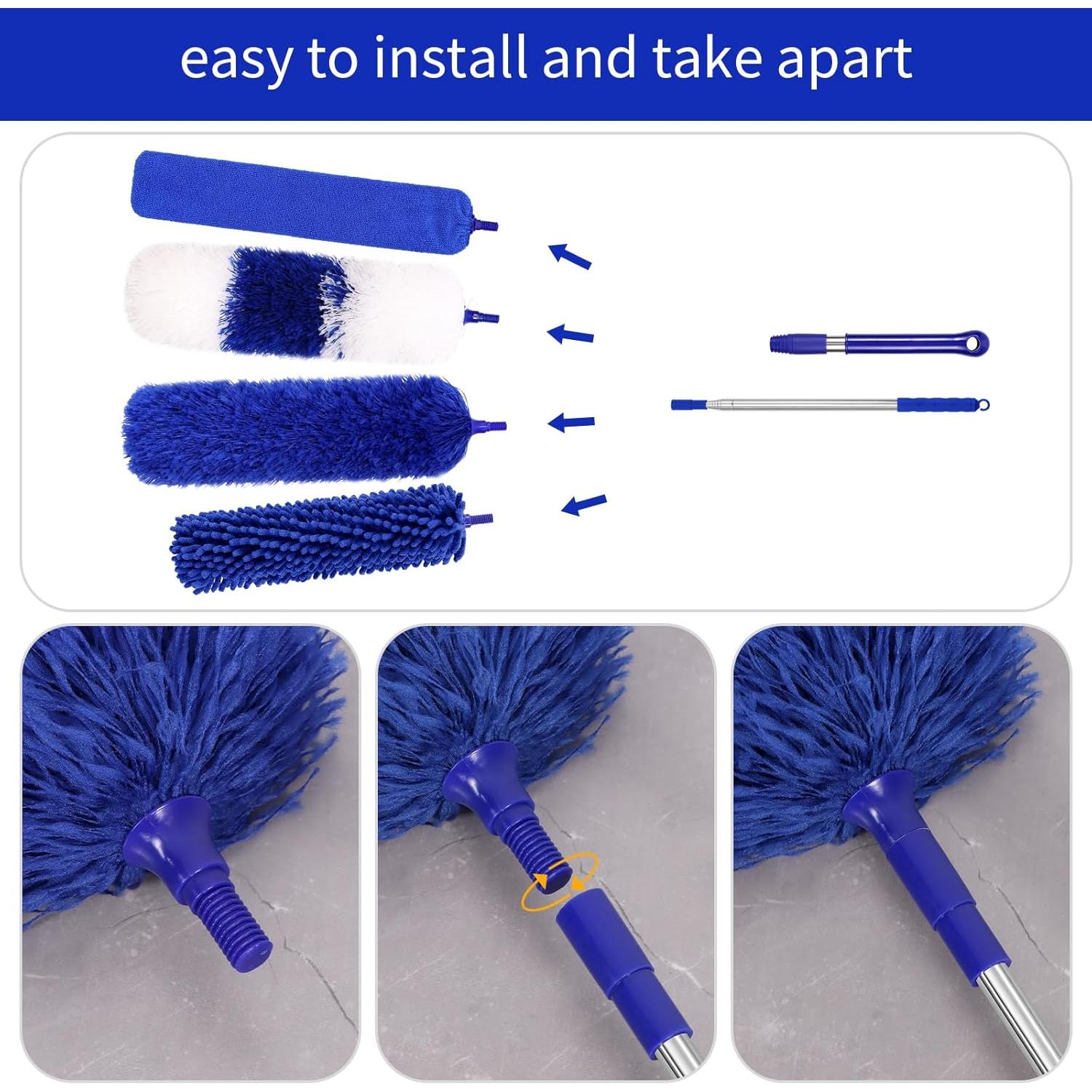 Kit de Plumones de Limpieza PHABLUS 10PCS con Polo Extensible 254cm