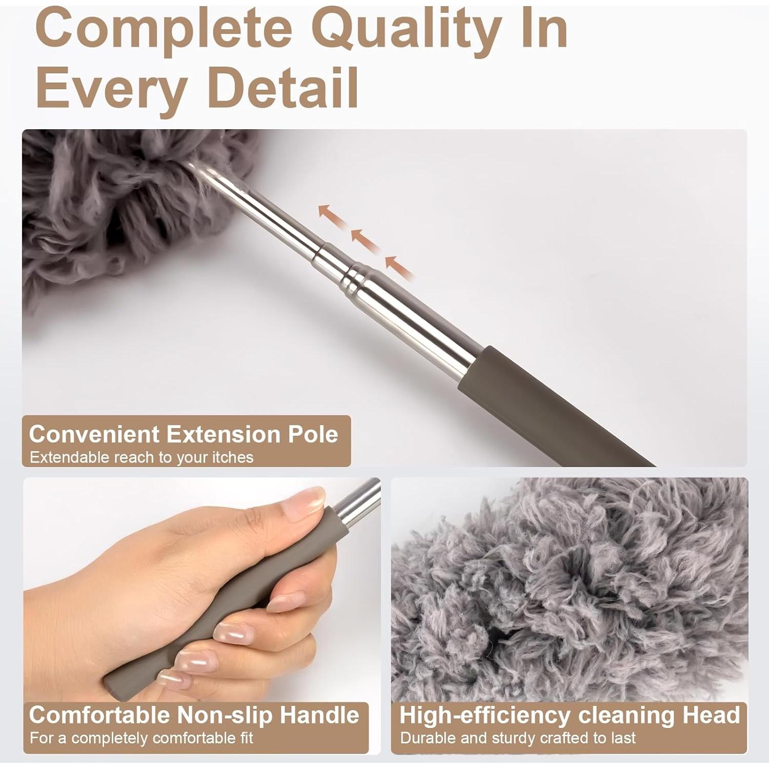 Duster Extensible de Microfibra Loulicia 35.56cm-83.82cm Gris