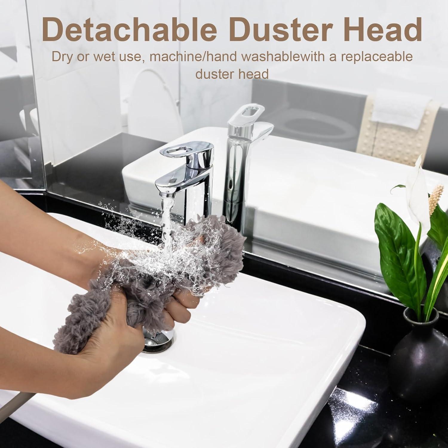 Duster Extensible de Microfibra Loulicia 35.56cm-83.82cm Gris