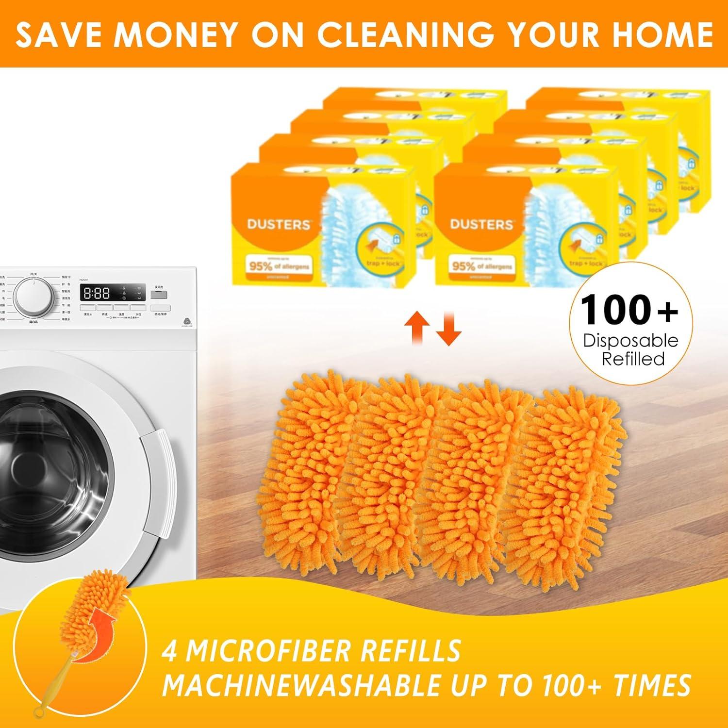 Recargas Duster Reutilizables REDONES 4PCS Microfibra Amarillo