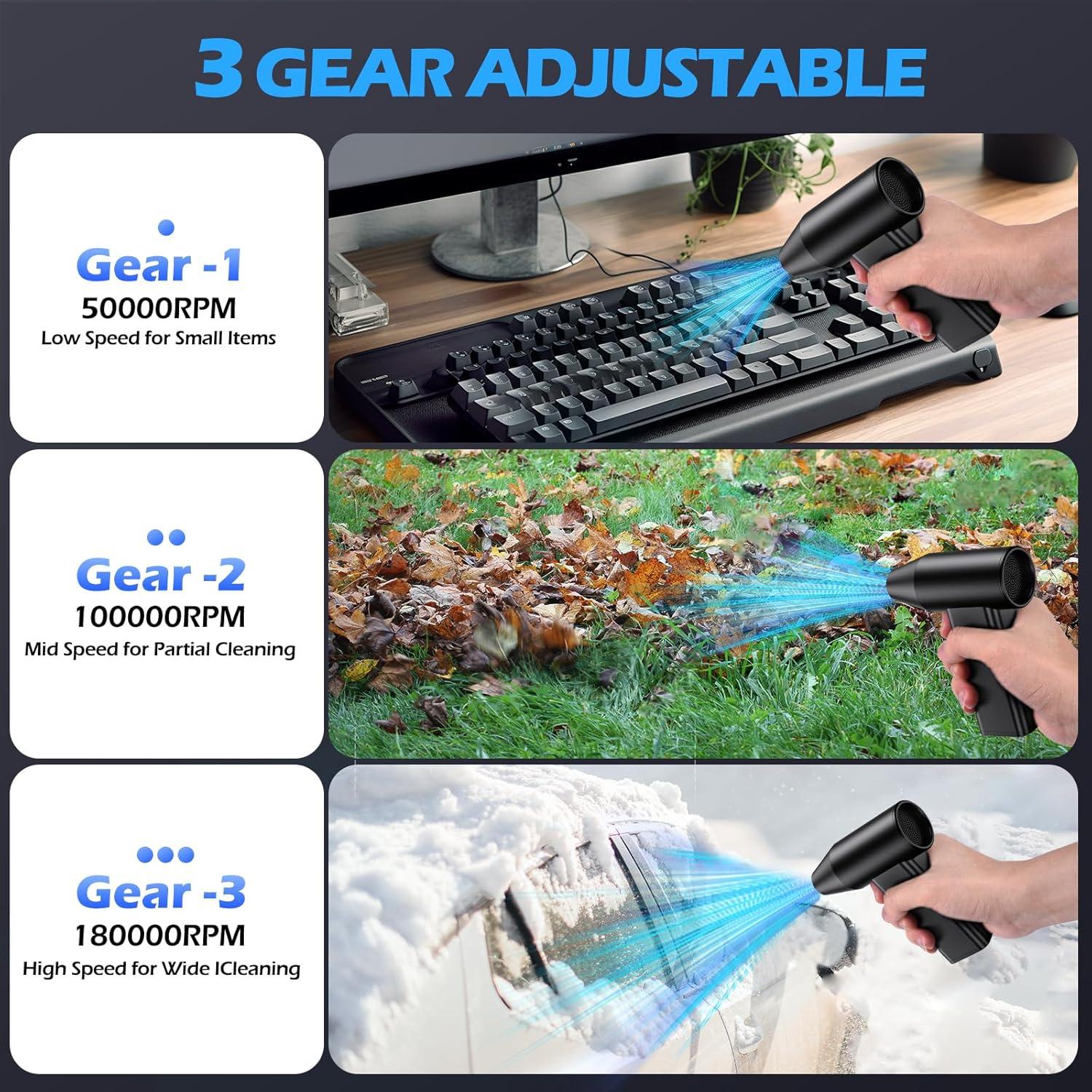 Soplador de Aire Comprimido SDERGO WT001 - 150000RPM, Negro