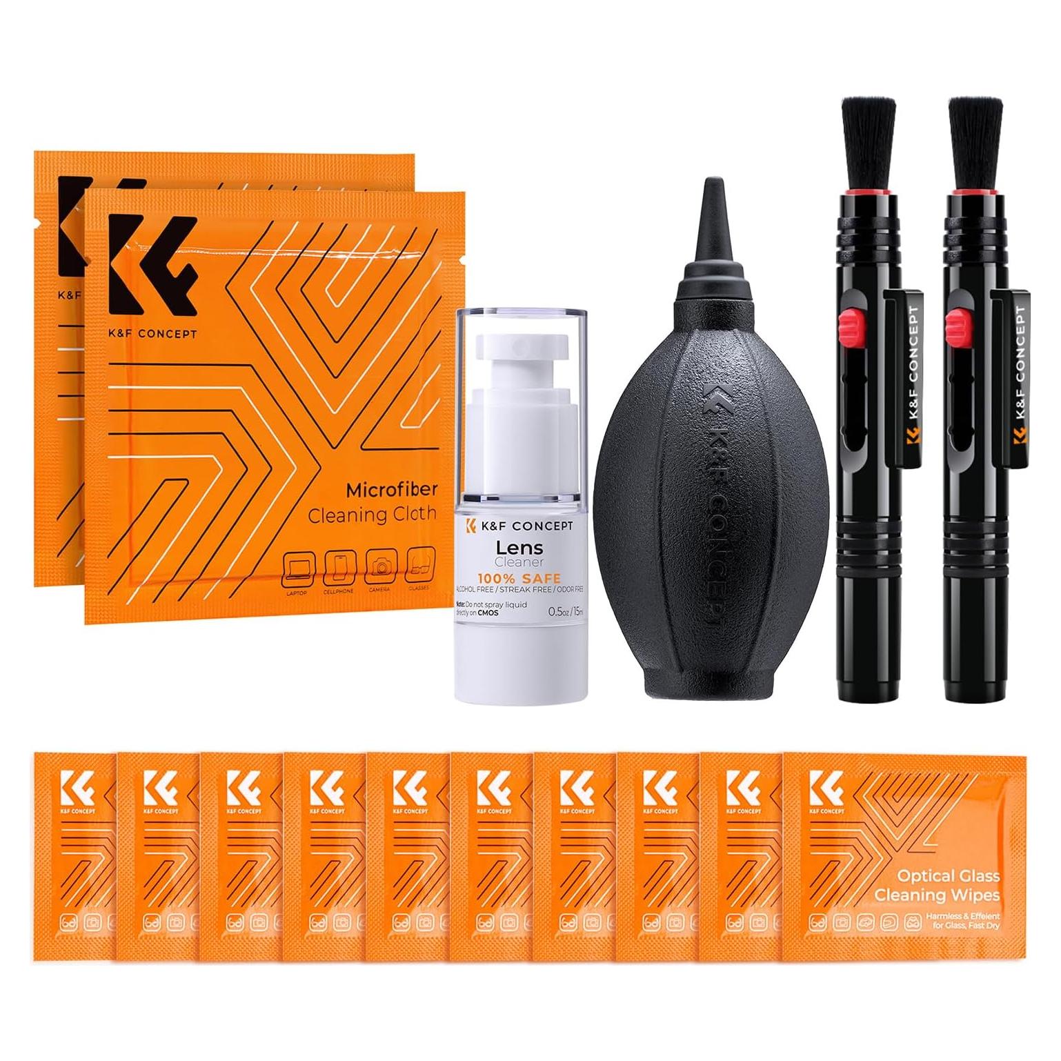 Kit de Limpieza de Lentes K&F Concept - 15ml, 10 Toallitas
