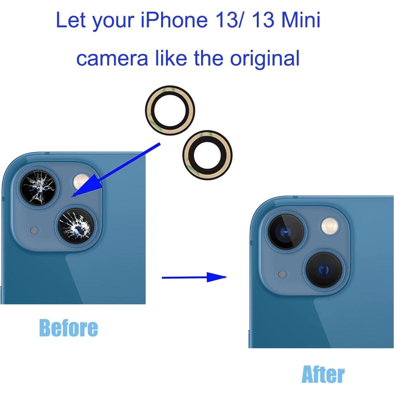 Reemplazo Lente Cámara Trasera iPhone 13 Mini PCTC - Anti-Rasguños