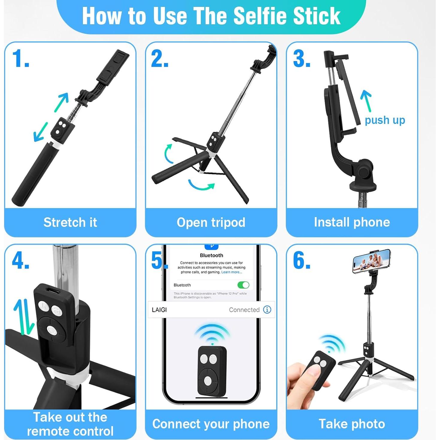 Trípode Selfie Bluetooth Mouzakon B11-24S Extensible 109 cm