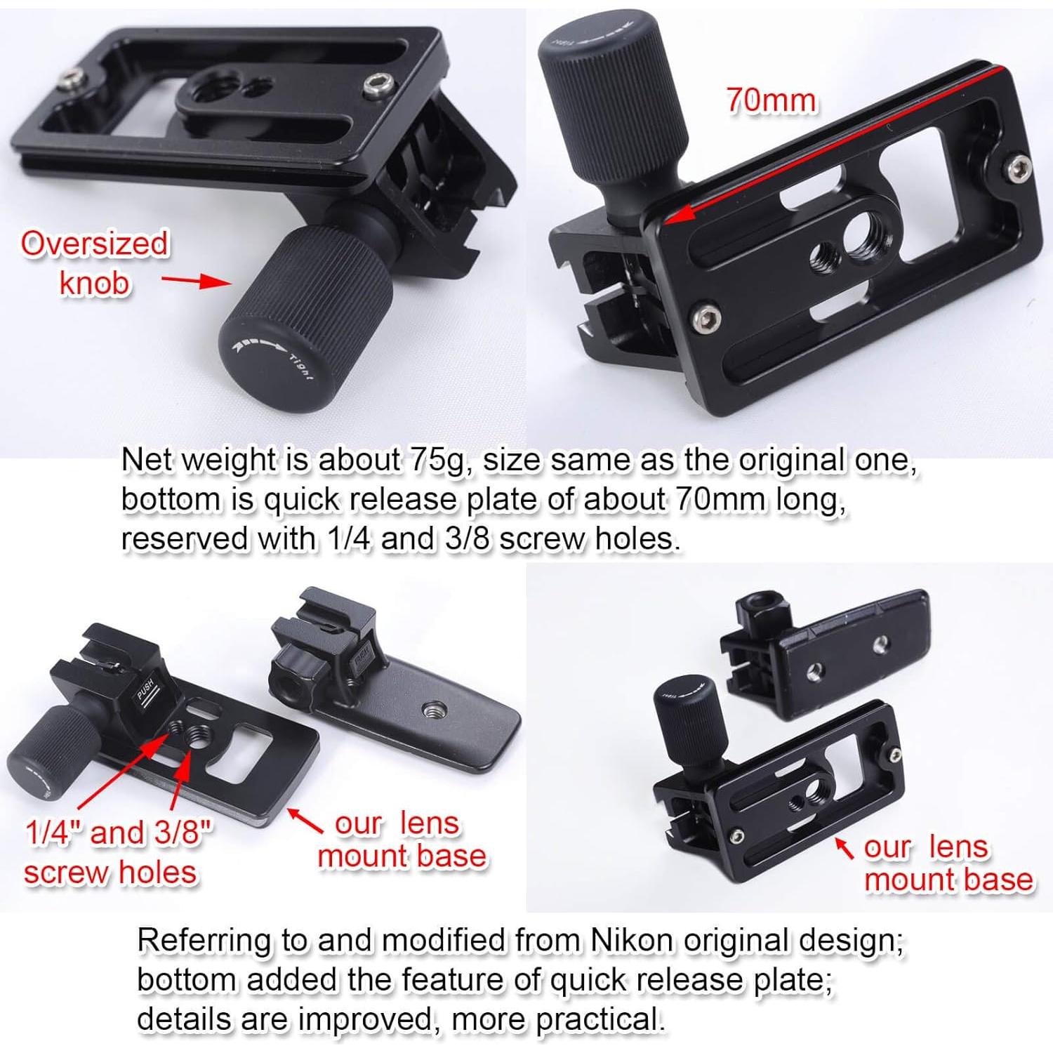 Pie de reemplazo para collar de lente iShoot IS-THN720II compatible Nikon