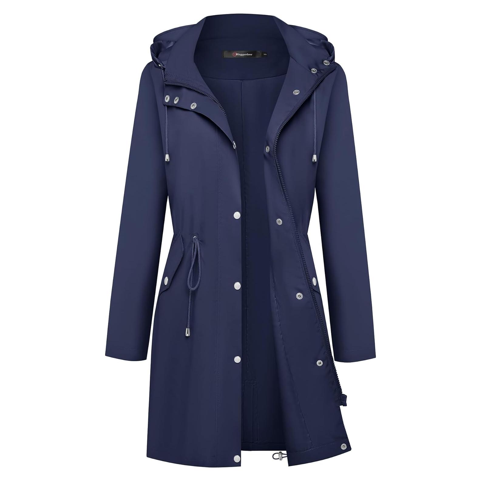 Chaqueta de Lluvia Bloggerlove Mujer Impermeable Azul Marino