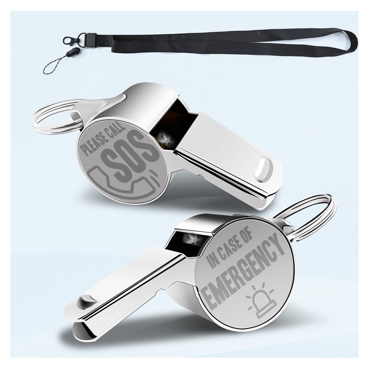 Silbato de Entrenador QIBAJIU Acero Inoxidable con Cordón