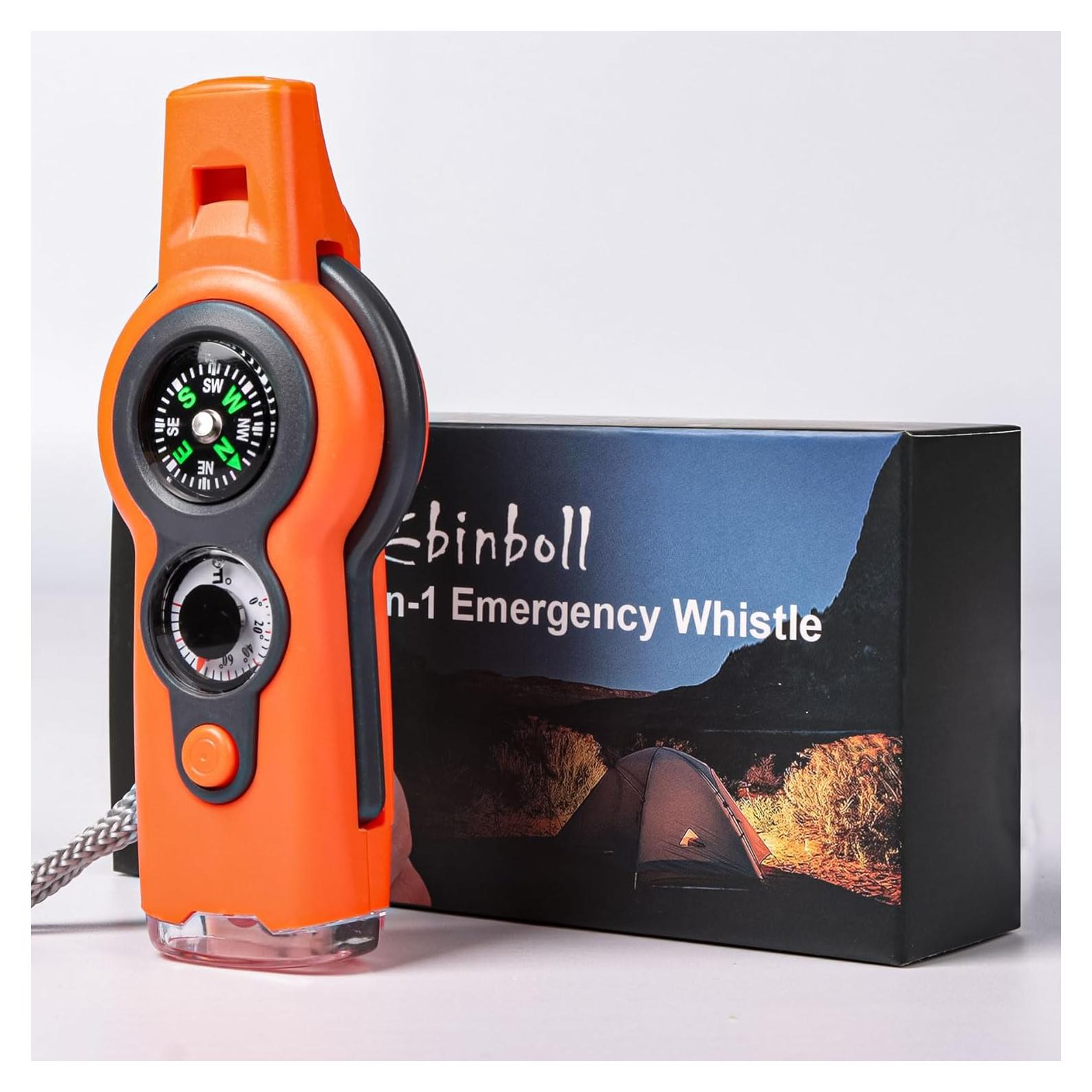 Silbato de Emergencia Multifuncional Binboll 7 en 1 Naranja