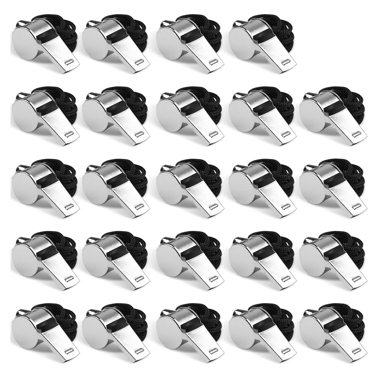 Silbatos Profesionales de Acero Inoxidable 24 PCS con Cuerdas
