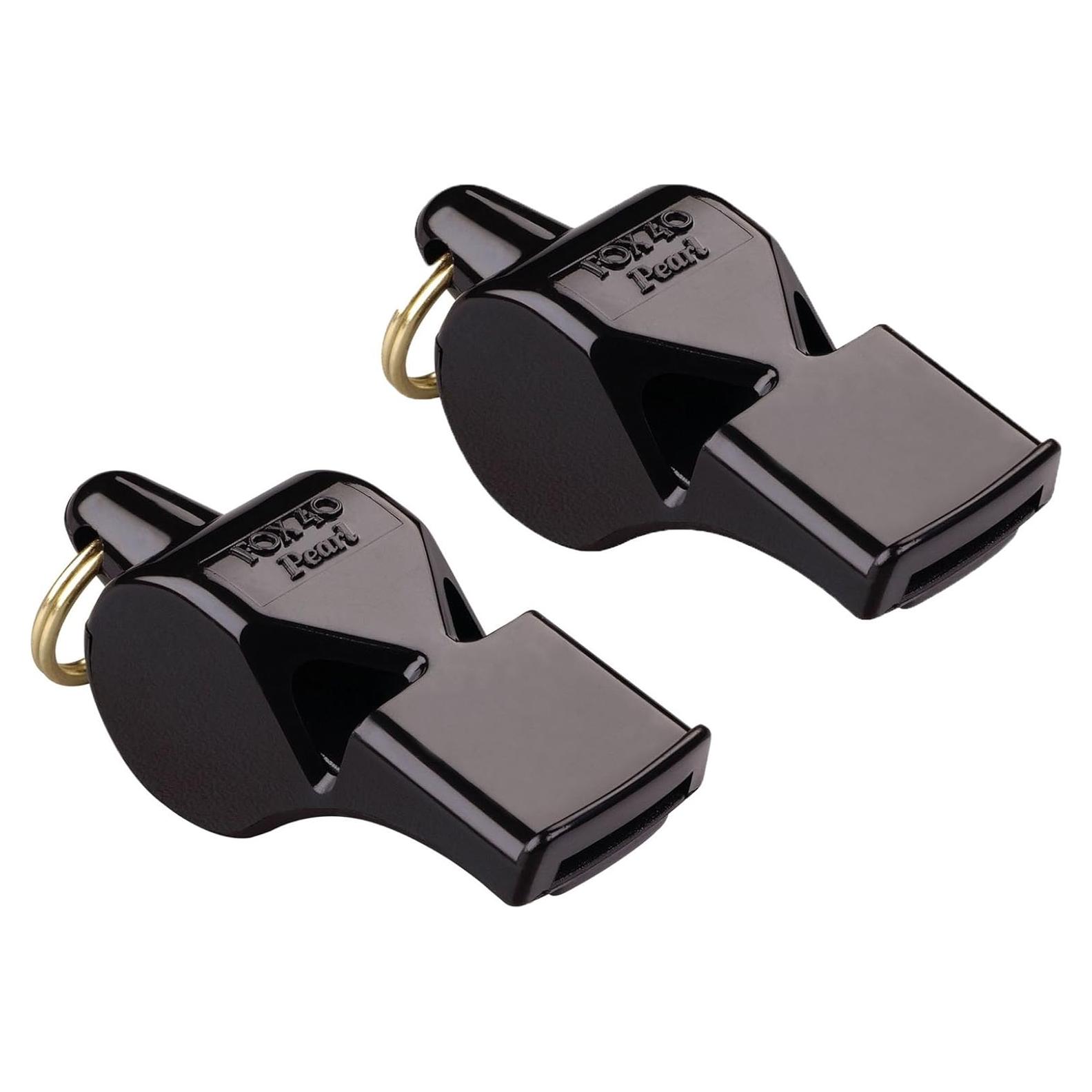 Silbato Marino Fox 40 Pearl Negro - 2 Unidades, 90 Decibelios