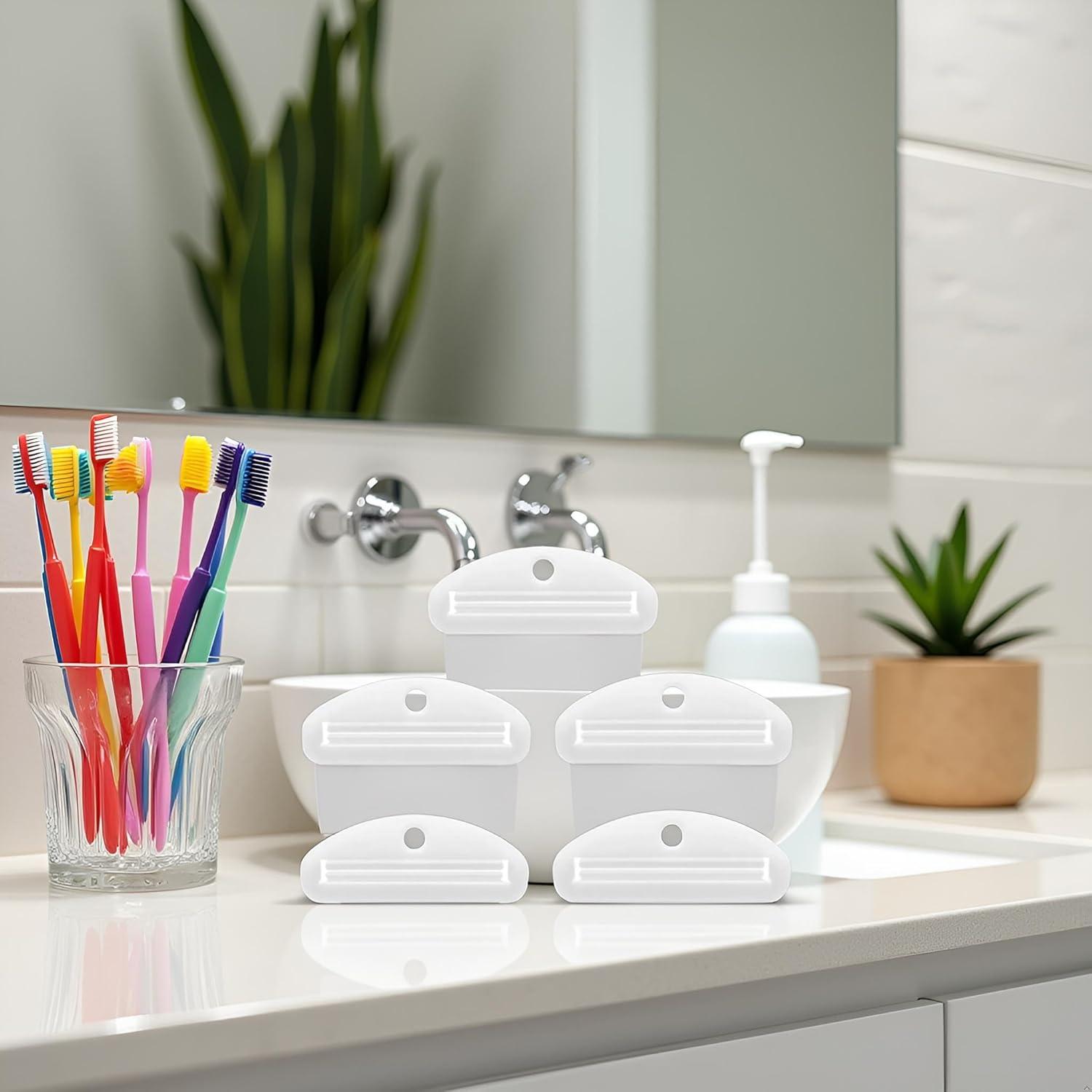 5 Exprimidores de Pasta de Dientes WLSuDHoncc, Plástico Blanco