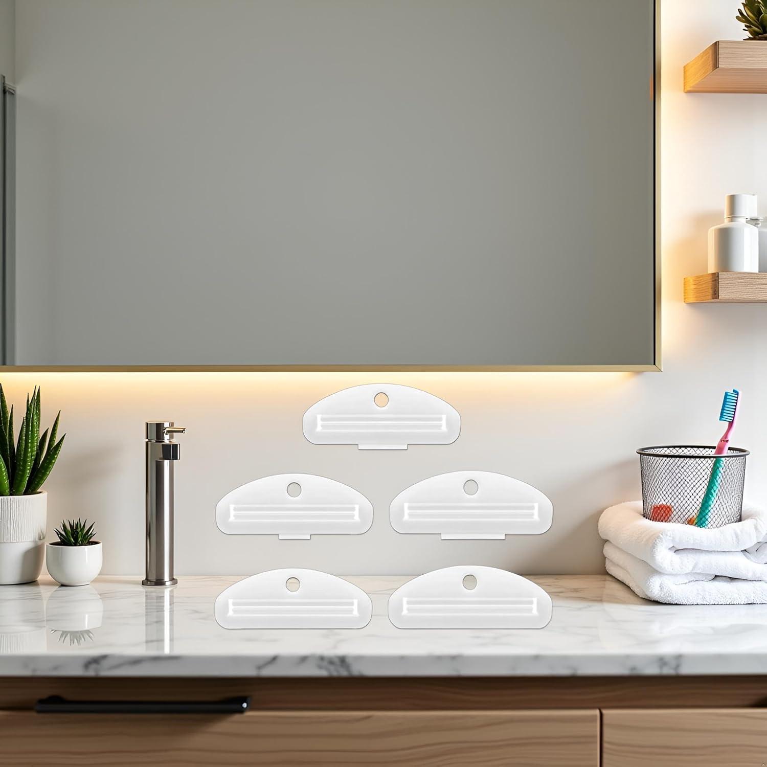 5 Exprimidores de Pasta de Dientes WLSuDHoncc, Plástico Blanco