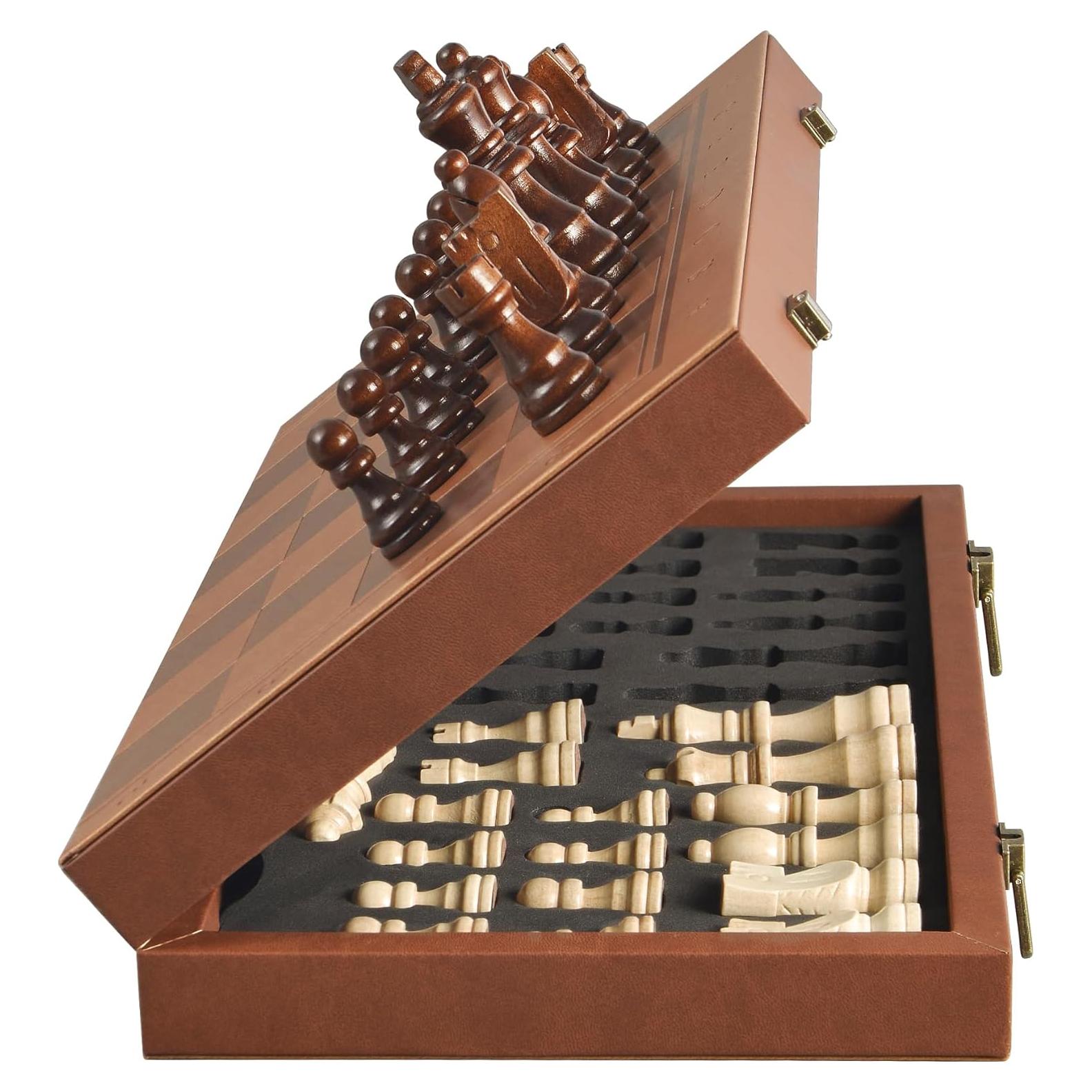 Juego de Ajedrez Magnético OUMODA de Cuero 39.1 cm Plegable