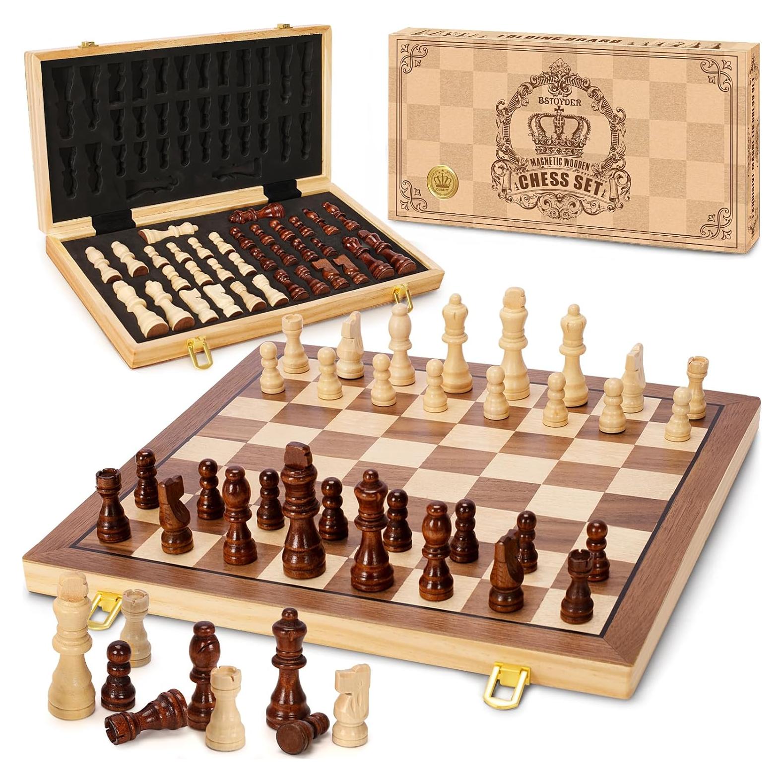 Juego de Ajedrez Magnético de Madera BSTOYDER 38.1 cm Plegable
