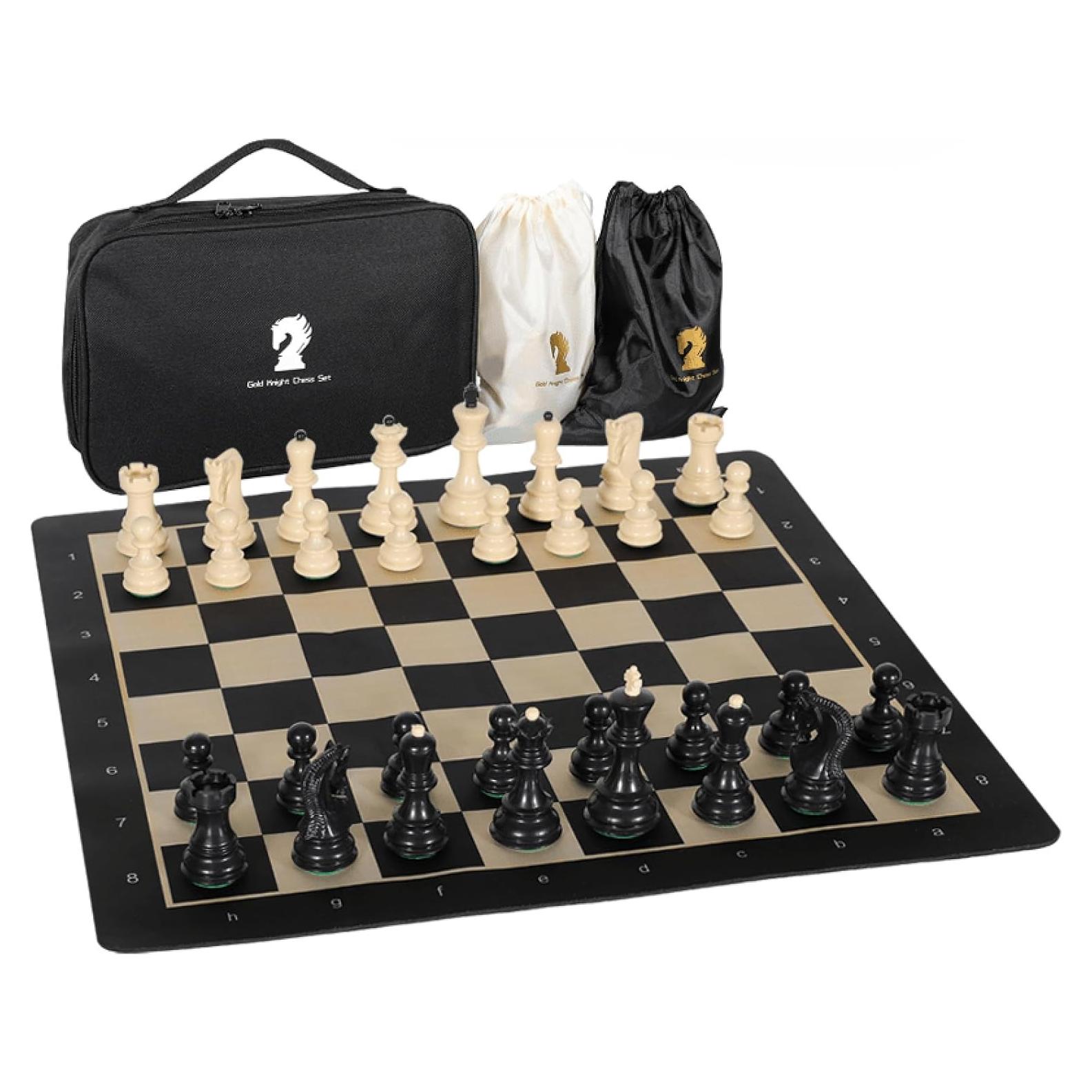 Juego de Ajedrez Plegable Portátil LuckyWish 20" Goma y Plástico