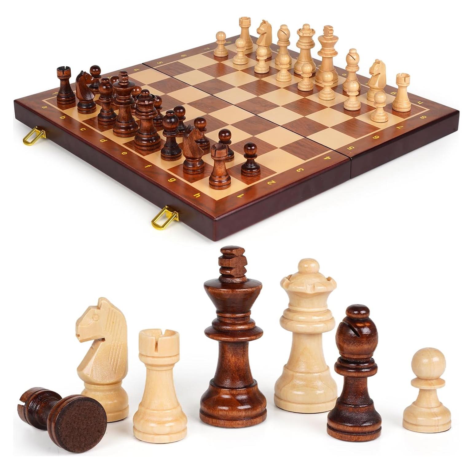 Juego de Ajedrez Magnético de Madera Plegable 38x19cm