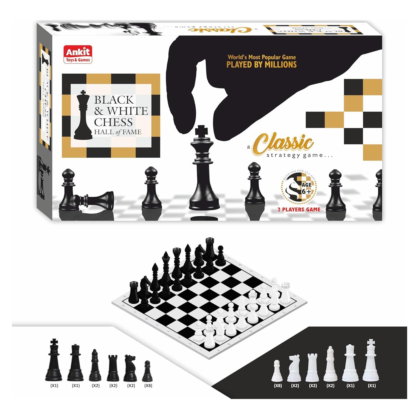 Conjunto de Ajedrez Negro y Blanco Ankit 38x38 cm Portátil