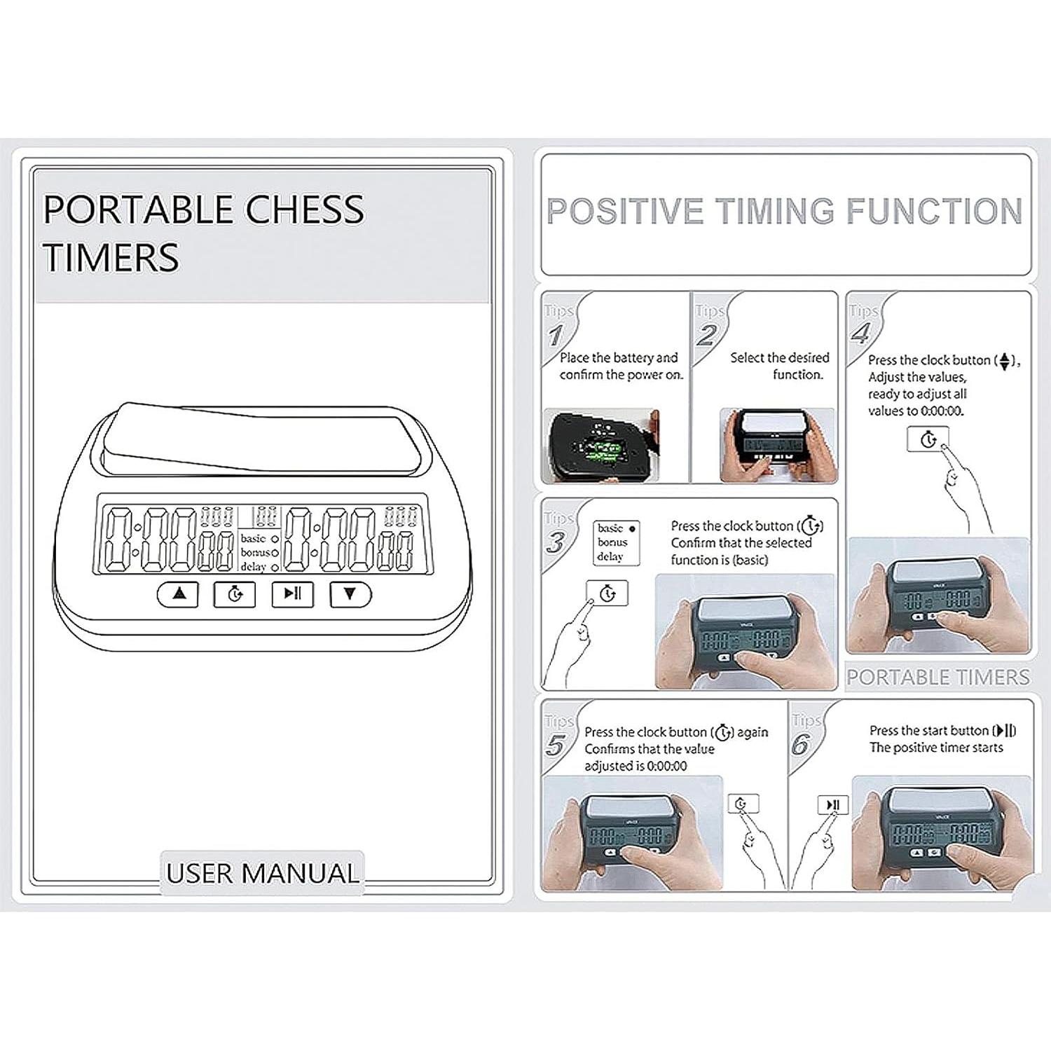 Reloj de Ajedrez Digital WQV RXZER40 Portátil Multifuncional