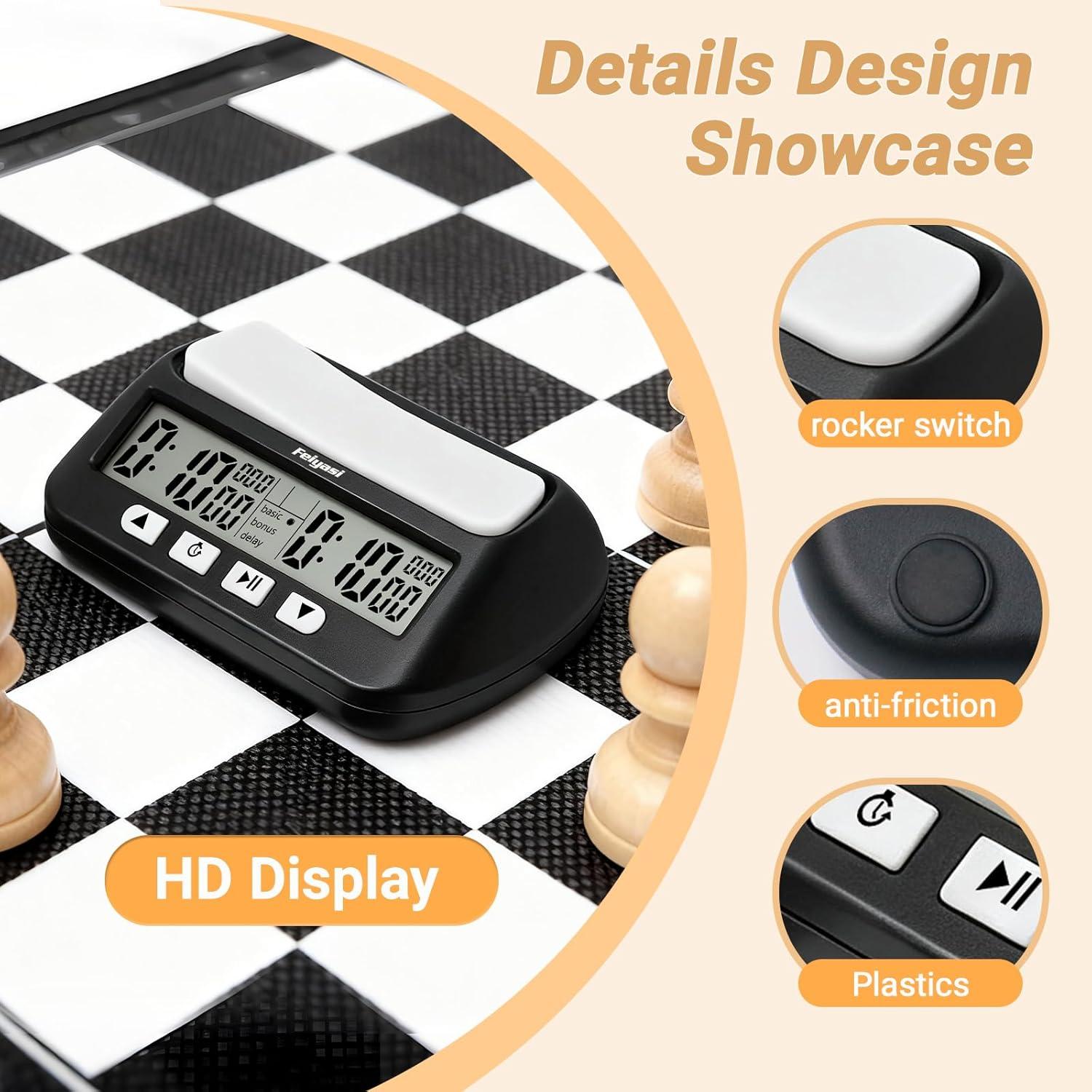 Temporizador Digital de Ajedrez Feiyasi con 4 Modos y Pilas AA
