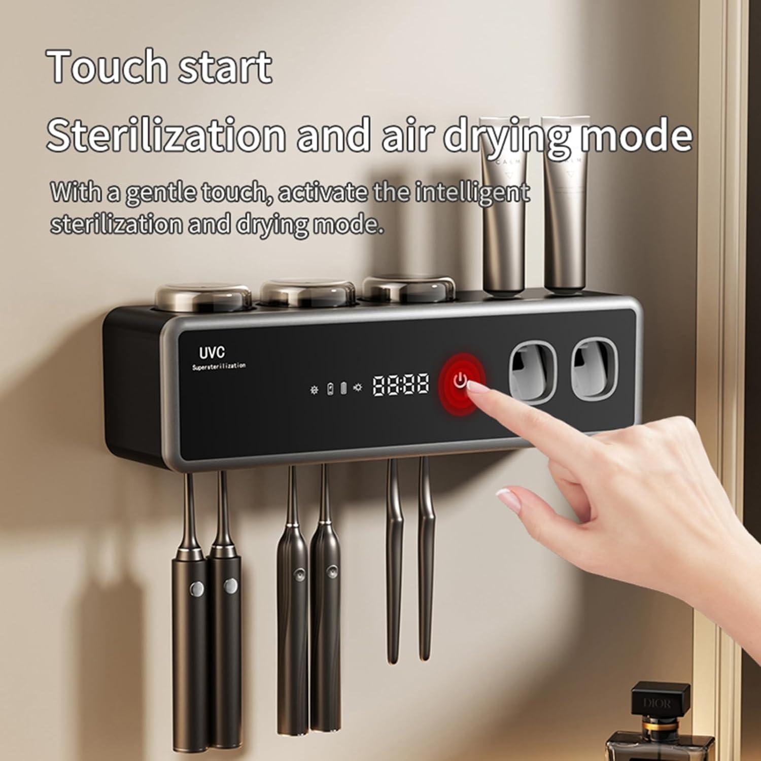 Soporte de Cepillo de Dientes Wekity Negro con Dispensador Automático