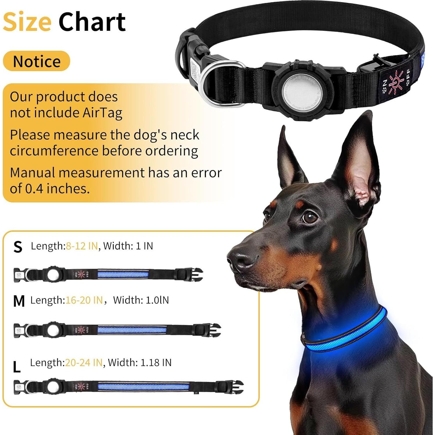 Collar para Perros Pepisk M Azul con Luz LED y Código QR