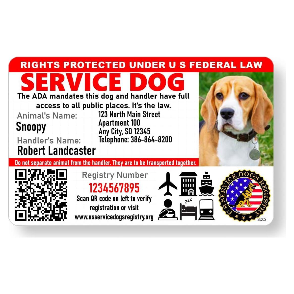 Tarjeta de Identificación Personalizada Just 4 Paws para Perros de Servicio