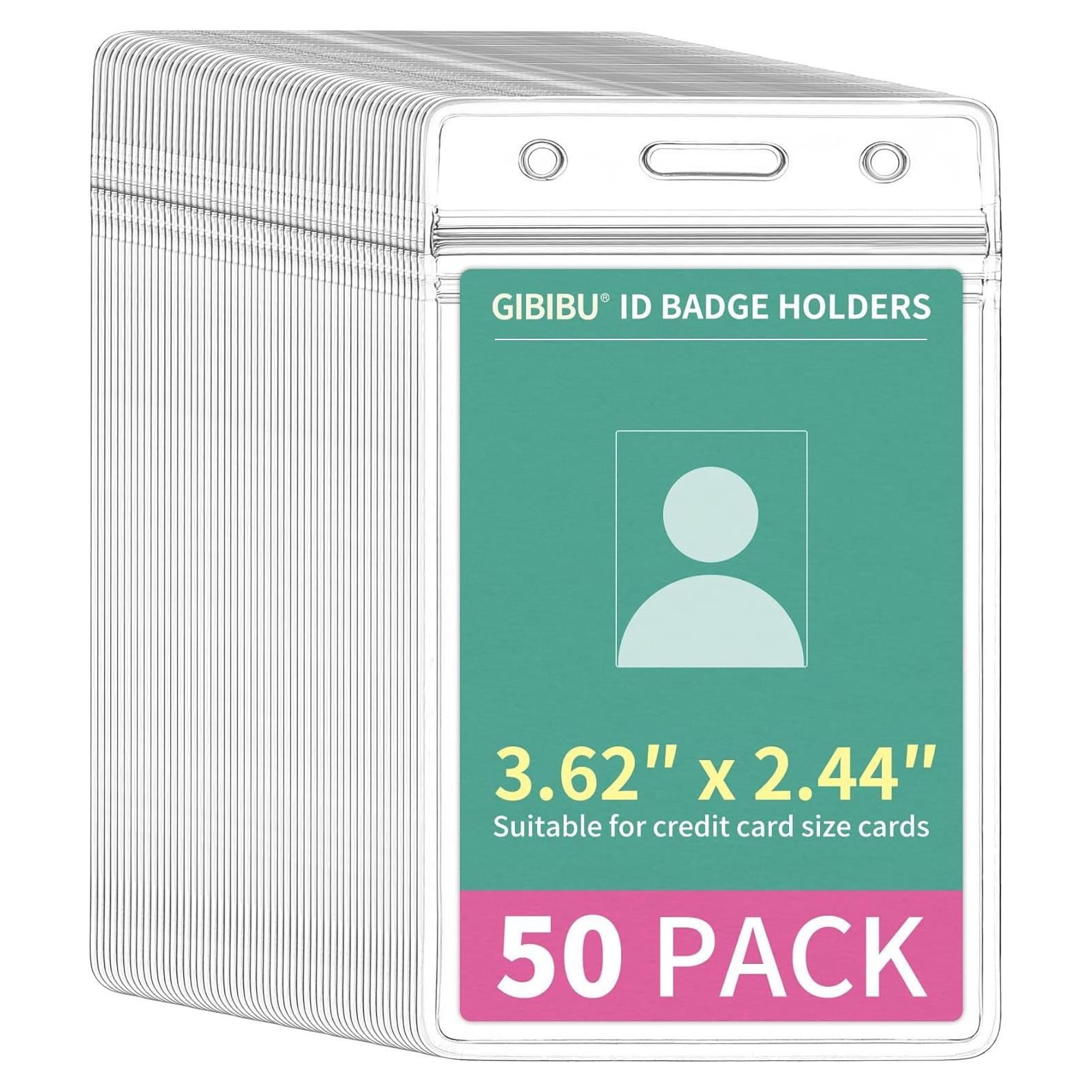 50 Fundas de Identificación Vertical GIBIBU con Cierre Impermeable