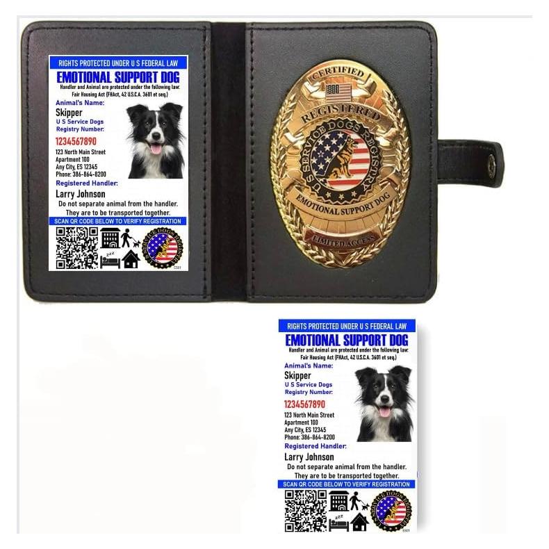 Insignia y Cartera de Cuero Just 4 Paws con 2 Tarjetas QR