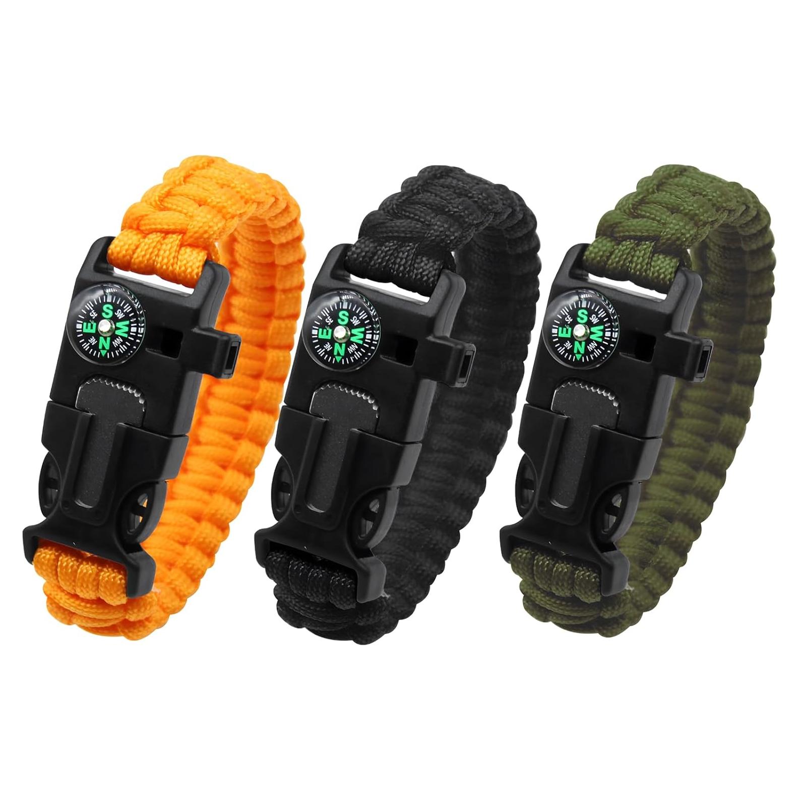 Conjunto de Pulseras de Supervivencia aiGear 3 Pack con Brújula y Silbato