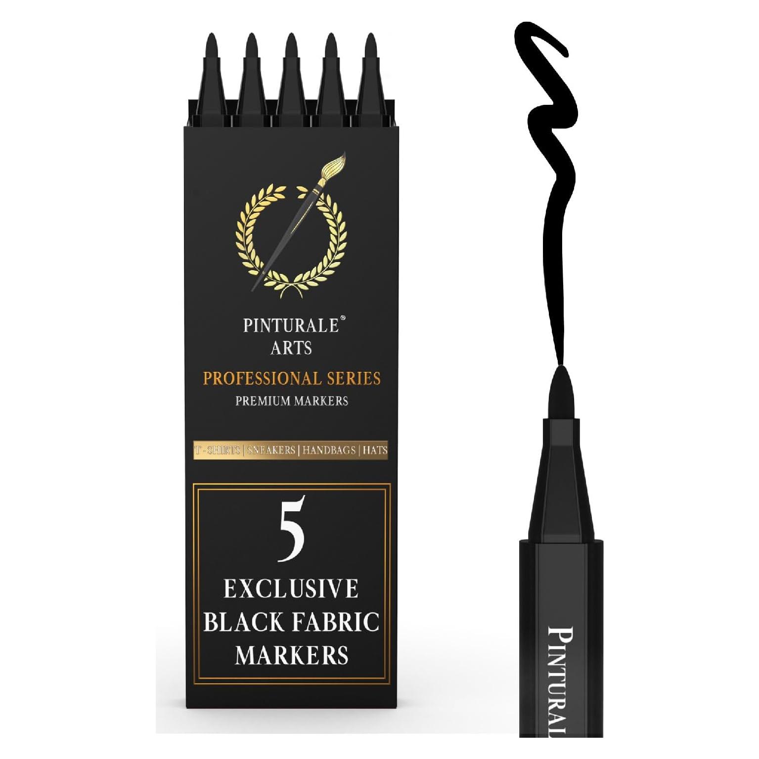 Set de 5 Marcadores de Tela Negros Pinturale Arts 2mm