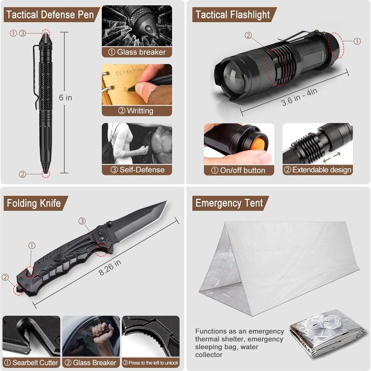 Kit de Supervivencia Taimasi 238 Piezas con Primeros Auxilios