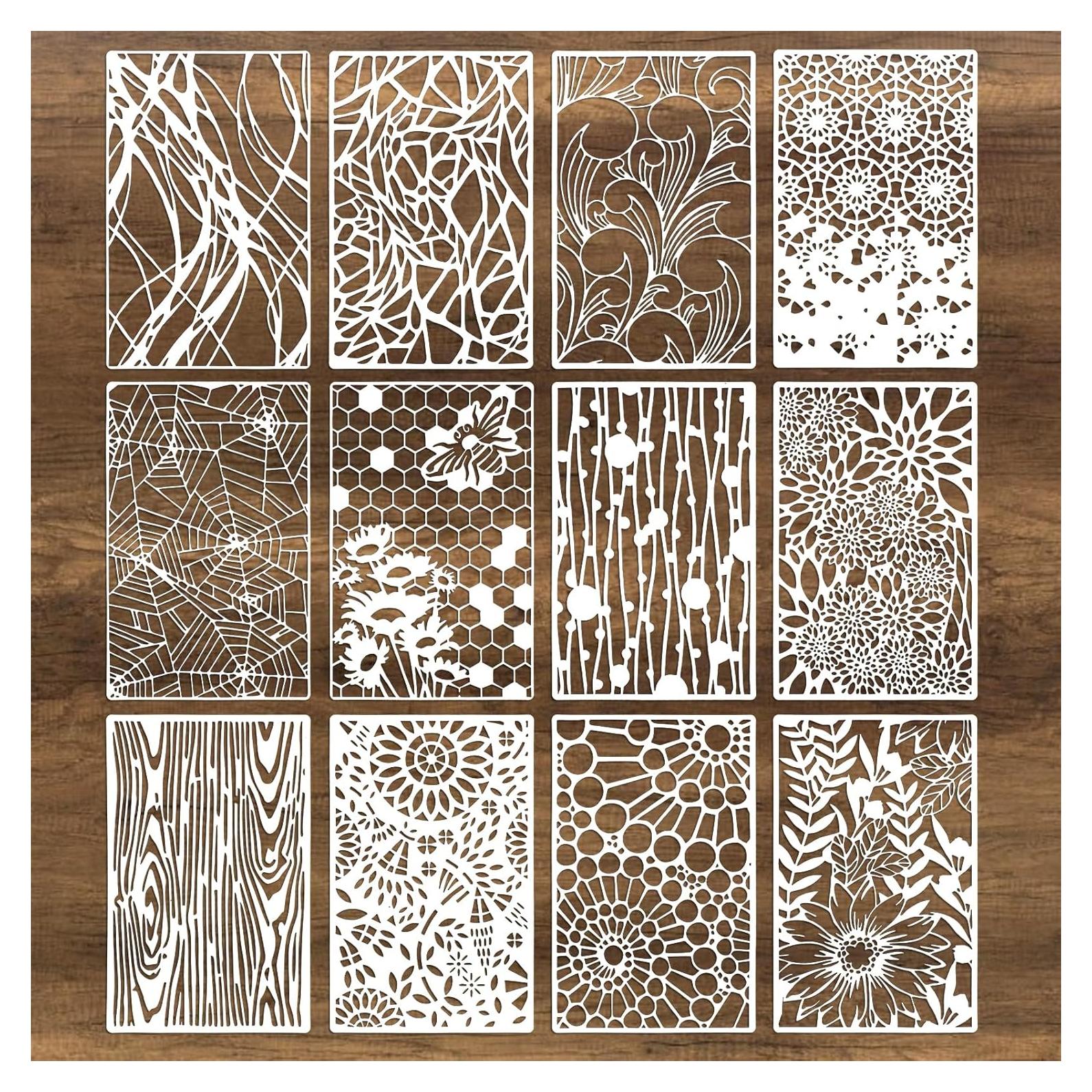 12 Plantillas Mixtas para Pintar LLOUSSAK 28x18 cm Reutilizables