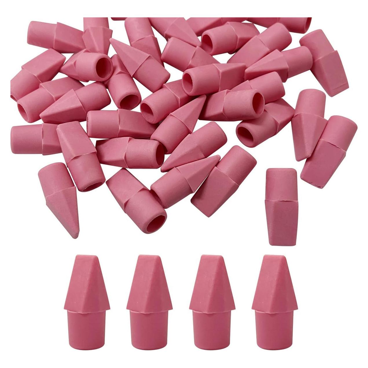 40 Borradores de Goma Rosa KVZVK para Lápiz - Tapas Cuña