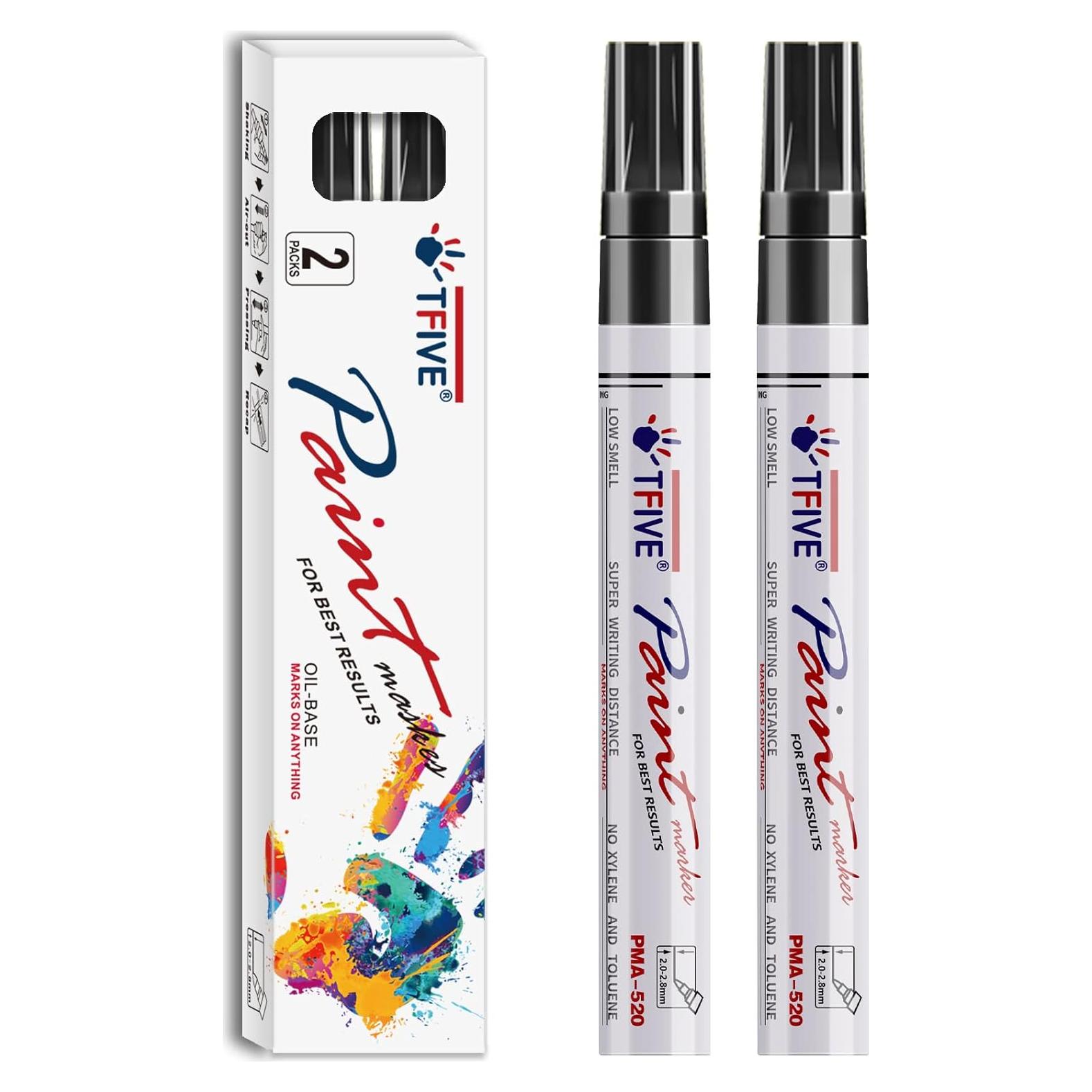 Marcadores de Pintura Permanente TFIVE Negros - 2 Unidades, Punta Media