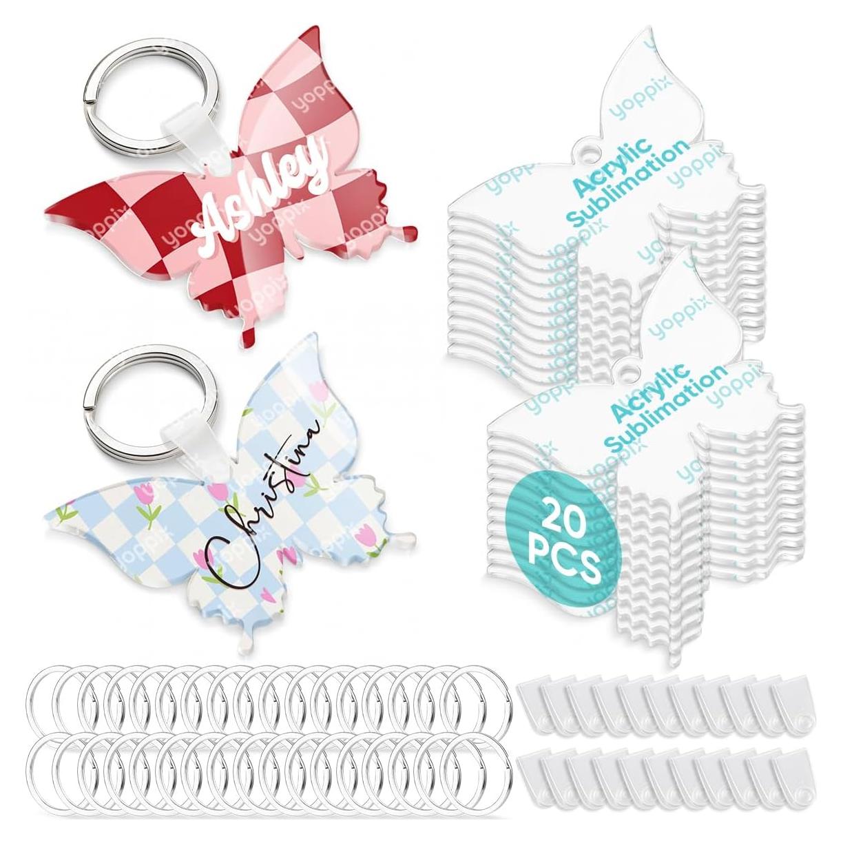 Plantillas de Acrílico YOPPIX 60 Pcs para Sublimación Mariposa