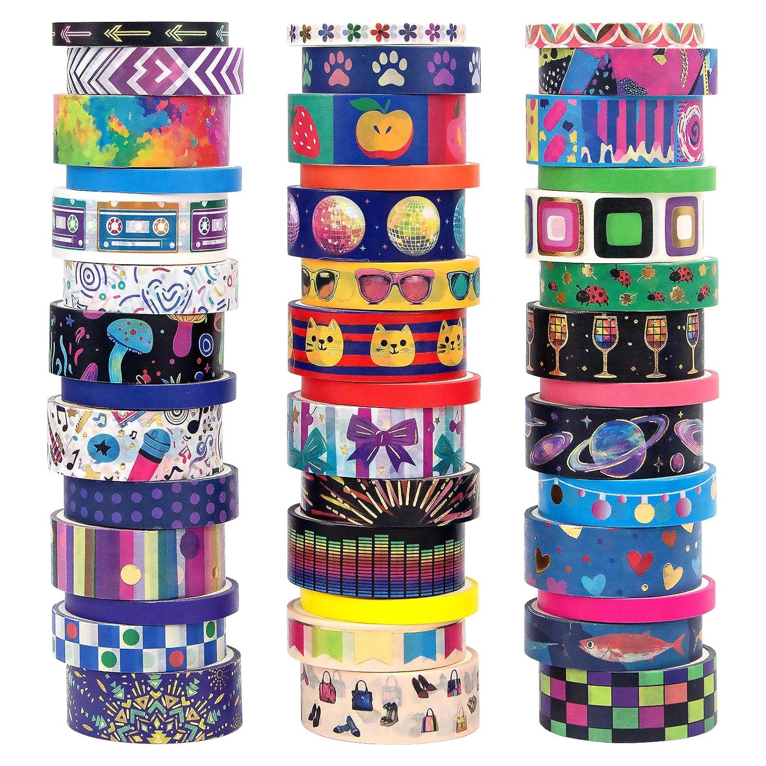 Juego de Cinta Washi Decorativa Ieebee - 42 Rollos con Foil Dorado