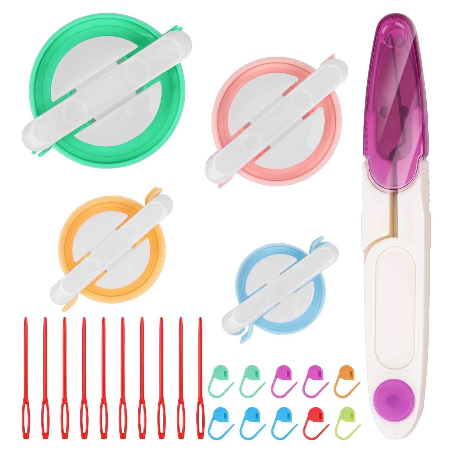 Set de Herramientas para Hacer Pompones Zhaoyao 4 Tamaños con Tijeras
