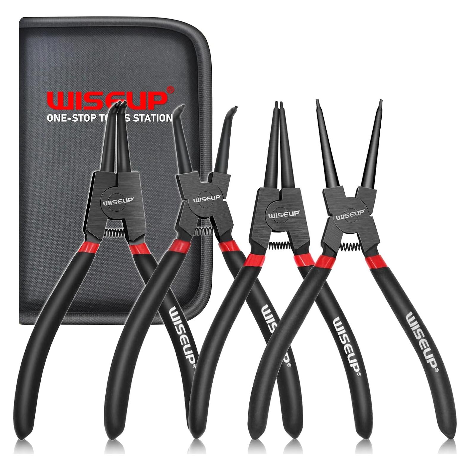 WISEUP Juego de Pinzas de Anillo de Snap 4PCS 7" Acero Carbono