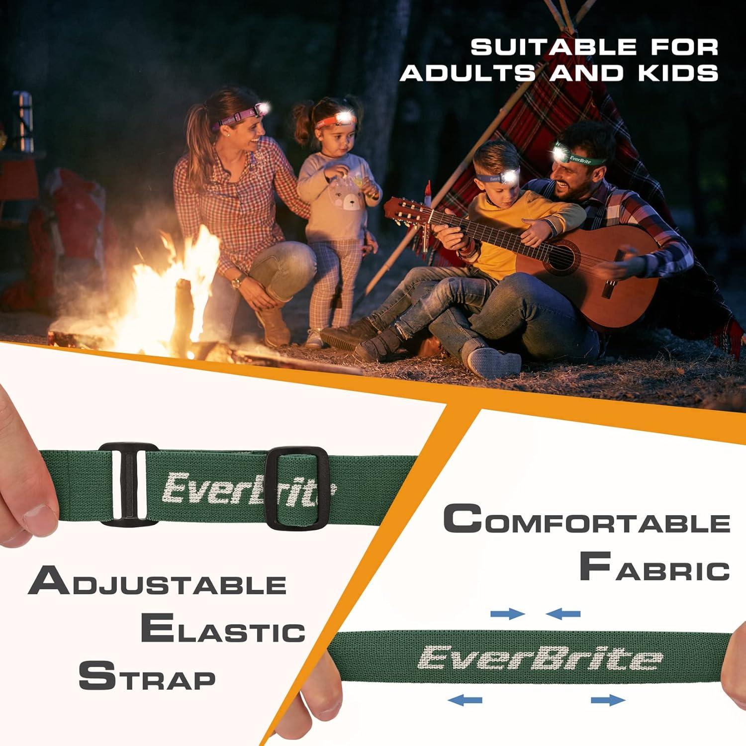 Linterna Frontal EverBrite 5 Modos Multicolor para Niños y Adultos