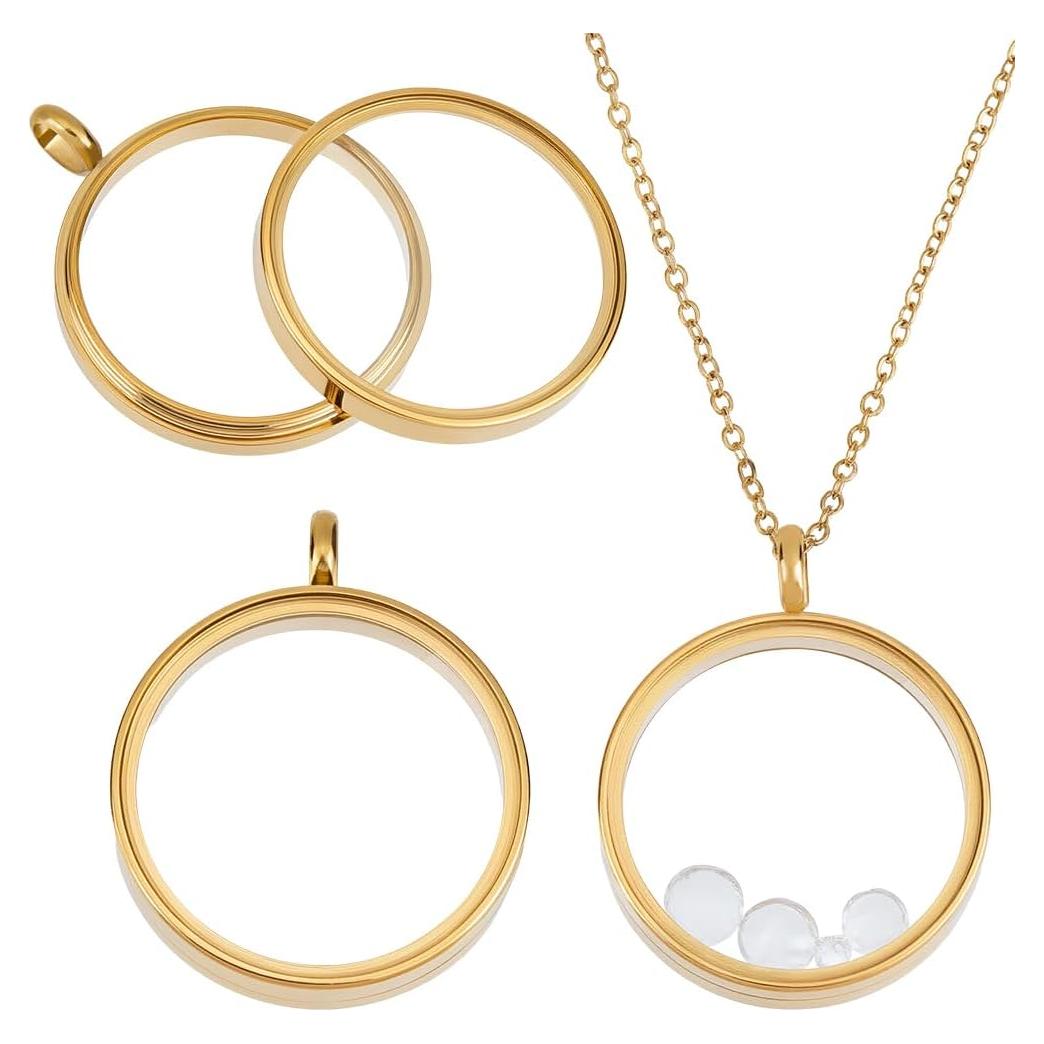 Beebeecraft 2 Encantos Locket Flotante Oro 18K 36x29mm